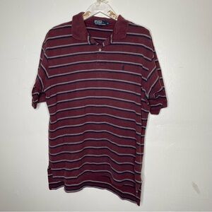 POLO BY RALPH LAUREN BURGUNDY MAROON STRIPED POLI SHIRT SZ MENS XL